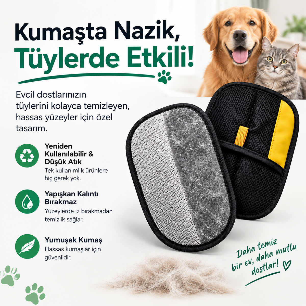 Kumaşta Nazik, Tüylerde Etkili